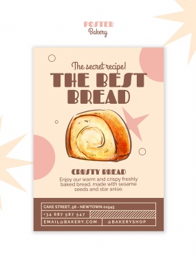 手绘插画面包店传单设计源文件